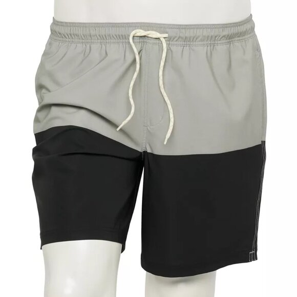 Big & Tall Trinity Coast 9" Inseam Colorblock Swim Trunks, Black/Grey, Size:3XLT - Picture 1 of 1